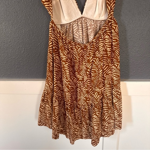 House of Harlow 1960 Tropical Leaf Plunge Linen Mini Dress Revolve Size Small - Picture 4 of 11